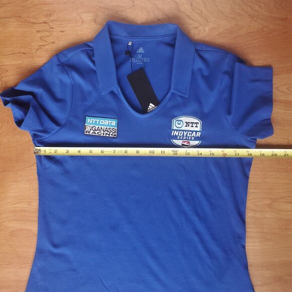 Chip Ganassi Racing Polo Shirt Womens Medium Blue Adidas NTT DATA Indycar Series - Picture 13 of 16